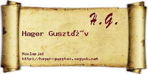 Hager Gusztáv névjegykártya